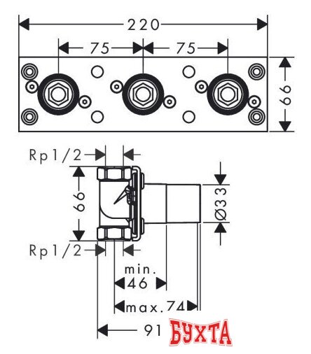 Скрытый механизм Hansgrohe ShowerTablet 13129180 2