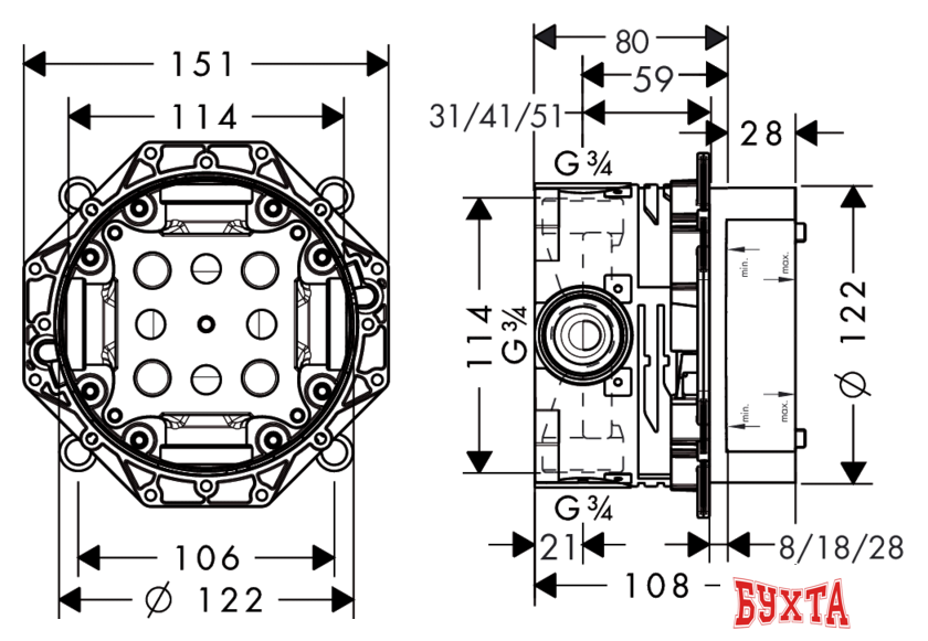 Монтажная коробка Hansgrohe iBox universal 01800180 2