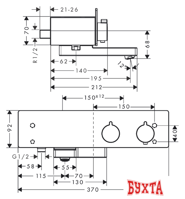 Смеситель Hansgrohe Shower Tablet 350 13107400 (хром) 2