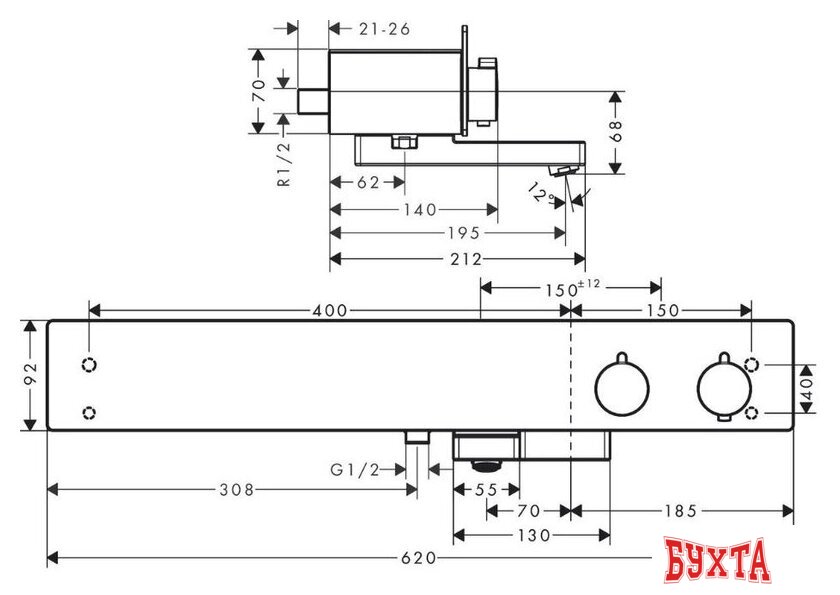 Смеситель Hansgrohe ShowerTablet 600 13109400 2