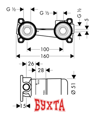 Скрытый механизм Hansgrohe Universal 13622180 2