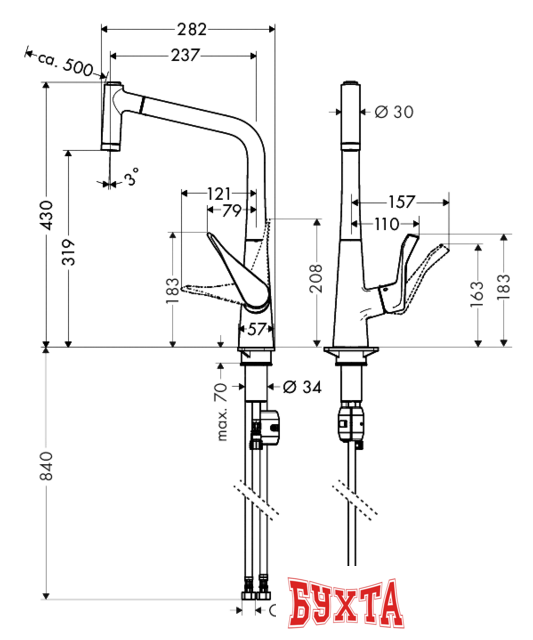 Смеситель Hansgrohe Metris 14820800 4
