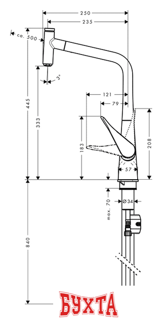 Смеситель Hansgrohe Metris Select [14884000] 2