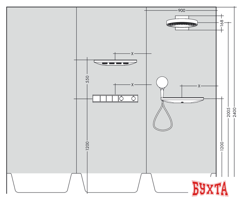 Скрытый механизм Hansgrohe RainSelect 15311180 3