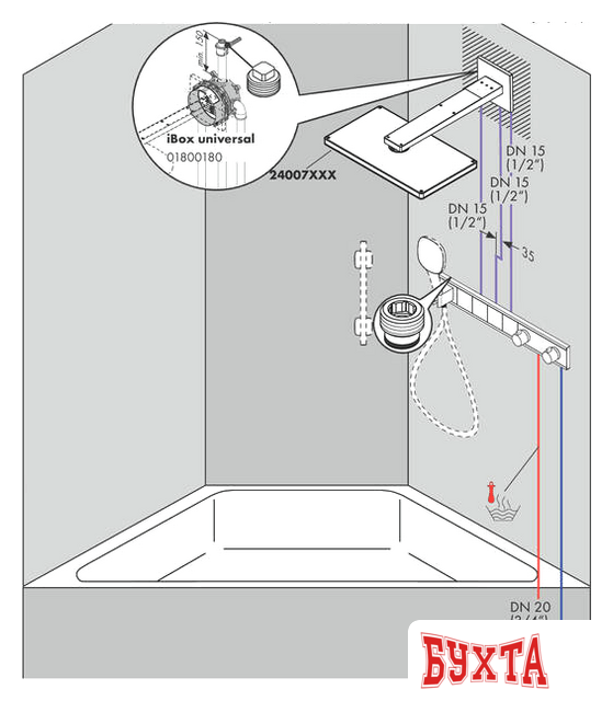 Скрытый механизм Hansgrohe RainSelect 15312180 4