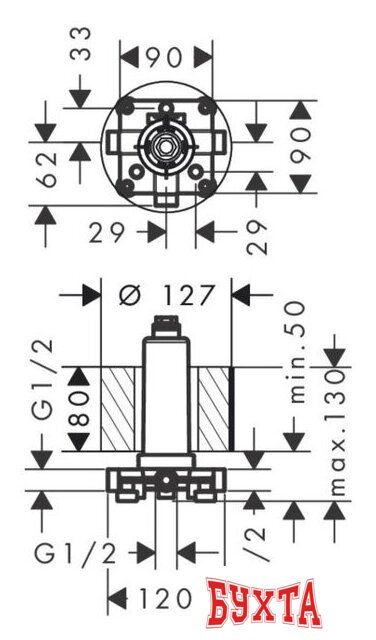 Скрытая часть верхнего душа Hansgrohe Rainmaker Select 24010180 2