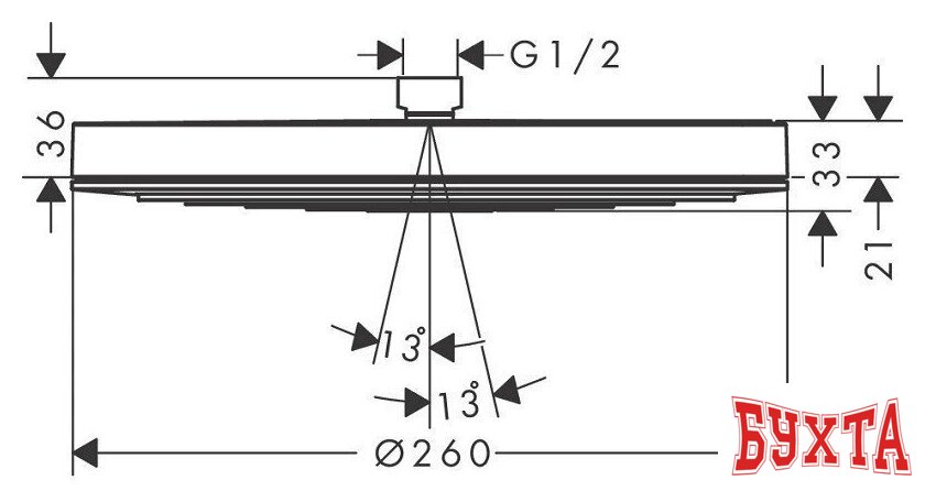 Верхний душ Hansgrohe Pulsify 26 24140670 5