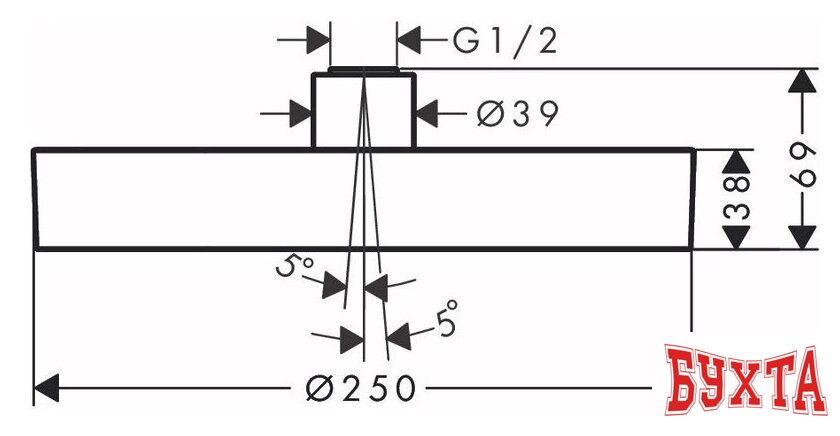 Верхний душ Hansgrohe Rainfinity 250 1jet 26228000 (хром) 2