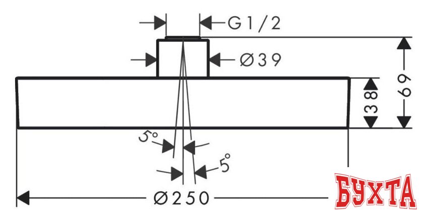 Верхний душ Hansgrohe Rainfinity 250 1jet EcoSmart 26229700 (белый матовый) 2