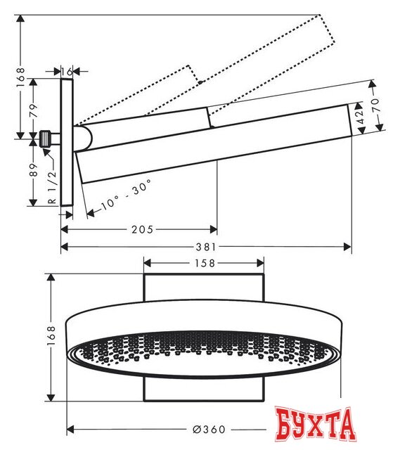 Верхний душ Hansgrohe Rainfinity 360 1jet 26230670 (черный матовый) 2