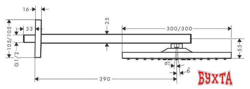 Верхний душ Hansgrohe Raindance E 300 1jet 26239000 3