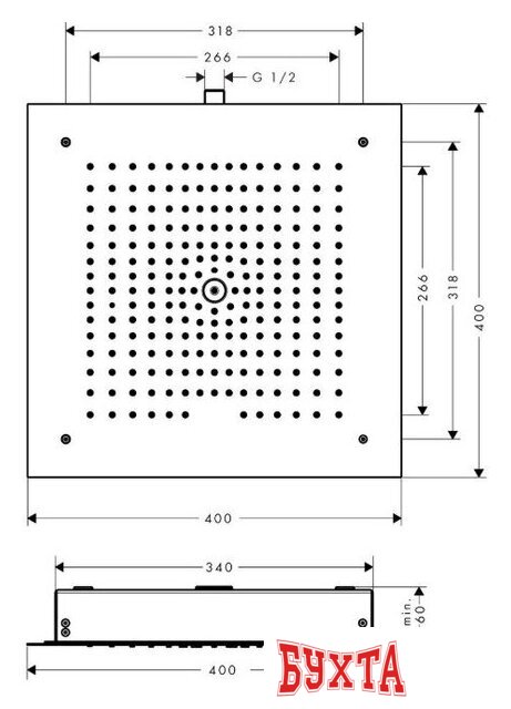 Верхний душ Hansgrohe Raindance E 400/400 1jet 2