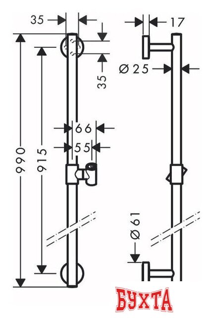 Душевая штанга Hansgrohe Unica 26402000 (хром) 2