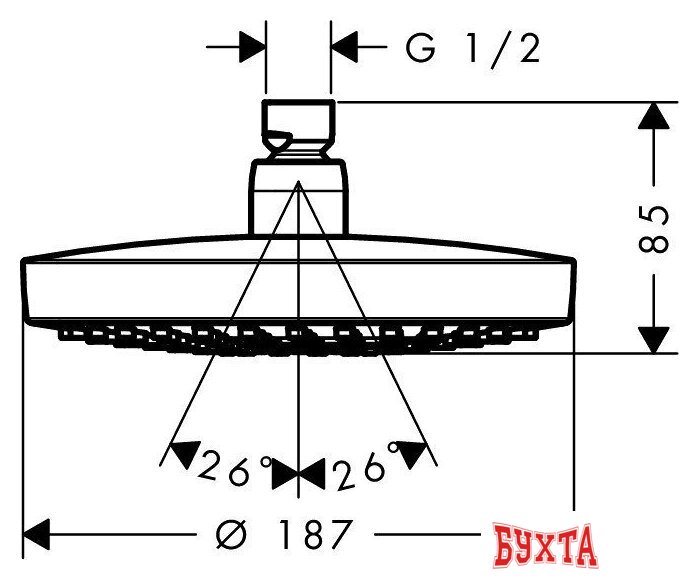 Верхний душ Hansgrohe Croma Select S 180 2jet [26522000] 2