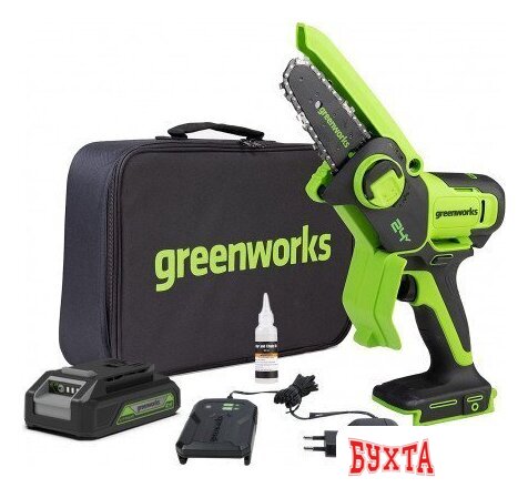 Аккумуляторная пила Greenworks G24MCS10K4 2008207UB (с 1-им АКБ 4 Ач) 1