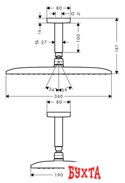 Верхний душ Hansgrohe Raindance E 26604000 (хром) 2