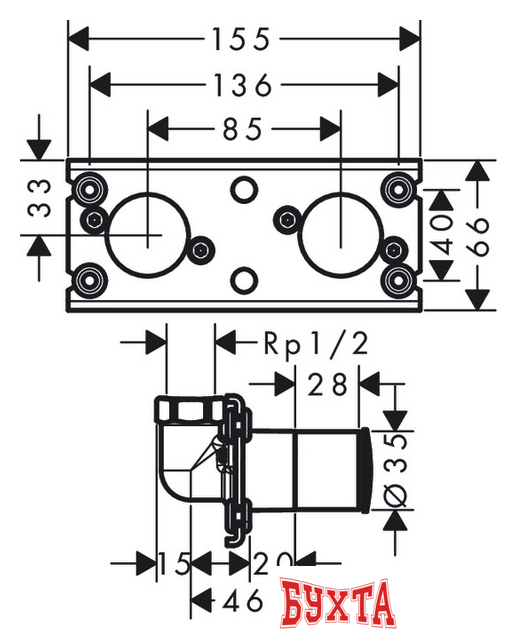 Скрытый механизм Hansgrohe Showerpipe 360 26840180 2