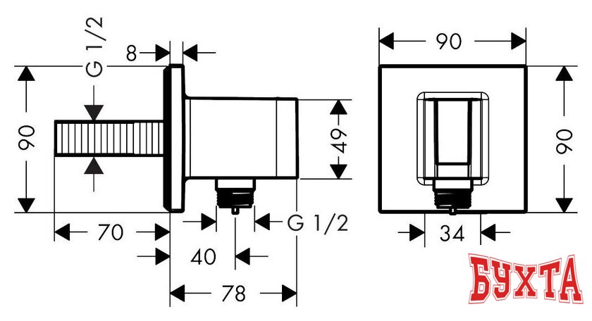 Шланговое подключение Hansgrohe Fixfit Porter Square 26486000 2