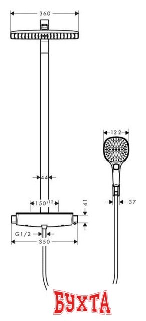 Душевая система Hansgrohe Raindance Select E 360 Showerpipe [27112400] 3