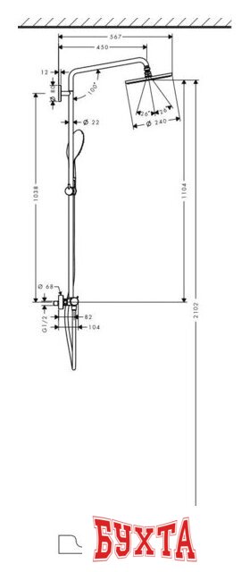 Душевая система Hansgrohe Raindance Select 240 Showerpipe (27115000) 3