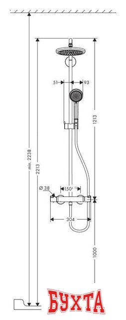 Душевая система Hansgrohe Croma 220 Showerpipe 1038 мм (27185000) 2