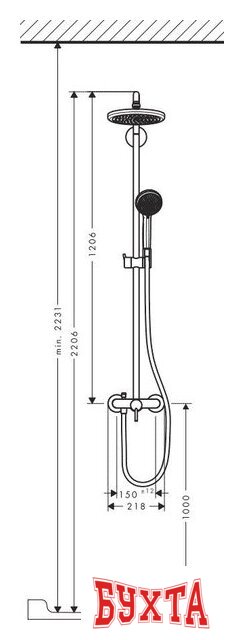 Душевая система Hansgrohe Croma 220 Showerpipe (27222000) 2