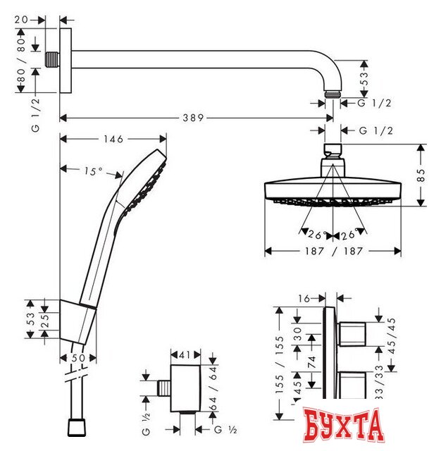 Душевая система Hansgrohe Croma Select E 27294000 2