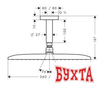 Верхний душ Hansgrohe Raindance E 360 AIR 1jet (27381000) 2