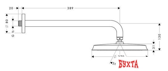 Верхний душ Hansgrohe Raindance Classic AIR 240 мм [27424000] 2