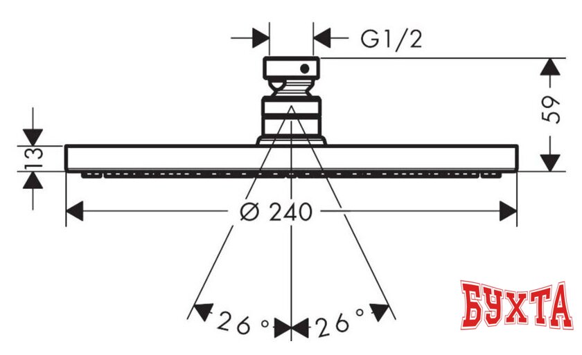 Верхний душ Hansgrohe Raindance S 27623000 3