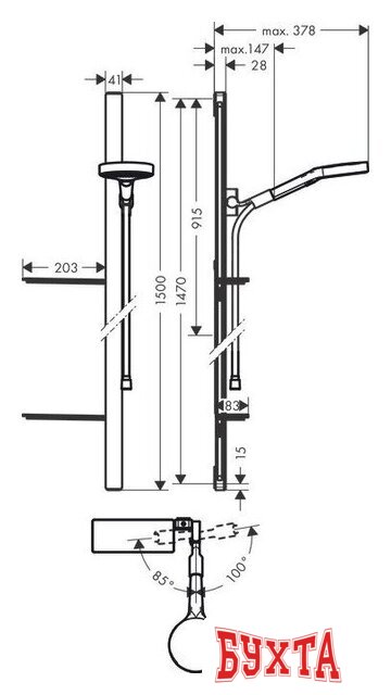 Душевой гарнитур Hansgrohe Rainfinity 130 3jet 27674000 3