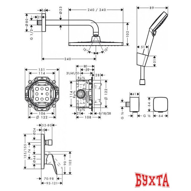 Душевая система Hansgrohe Crometta E 240 1jet 27957000 (хром) 2