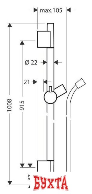 Душевая штанга Hansgrohe Unica S Puro 90 28631000 2