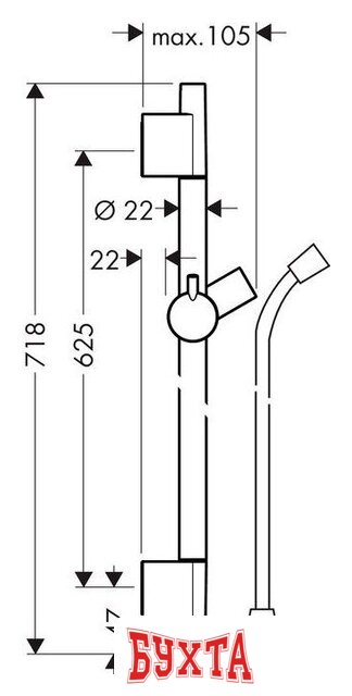Душевая штанга Hansgrohe Unica S Puro 28632670 (черный матовый) 2