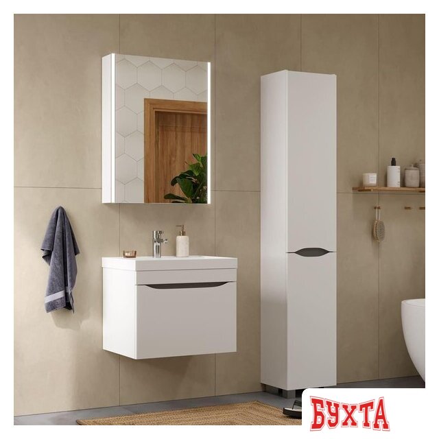 Мебель для ванных комнат Volna Шкаф с зеркалом для ванной Prime LED 60 4