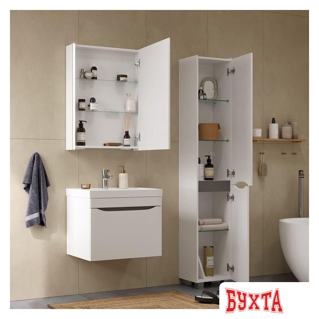 Мебель для ванных комнат Volna Шкаф с зеркалом для ванной Prime LED 60 5