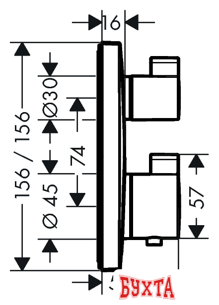 Смеситель Hansgrohe Ecostat Square 15712000 2