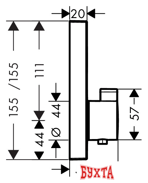 Смеситель без скрытого механизма Hansgrohe ShowerSelect 15762000 2
