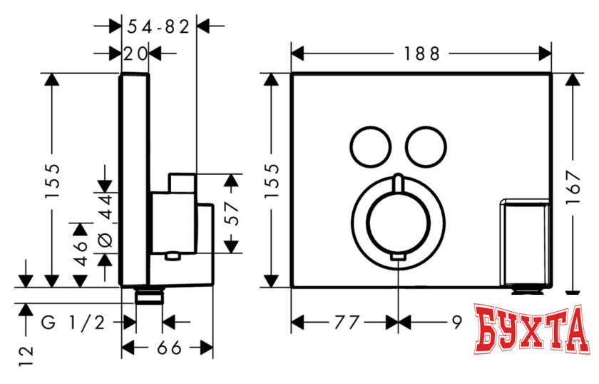 Смеситель без скрытого механизма Hansgrohe ShowerSelect 15765000 2