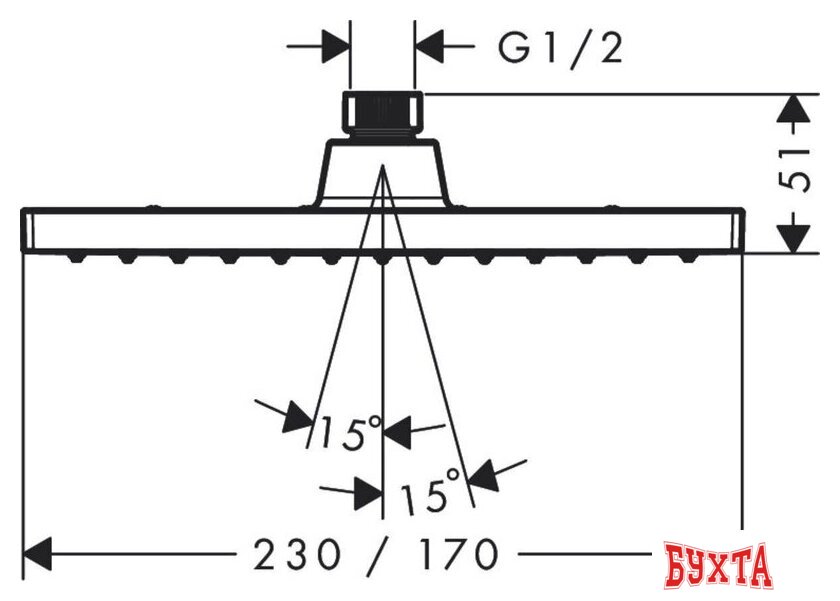 Верхний душ Hansgrohe Vernis Shape 230 1jet 26281670 (черный матовый) 3