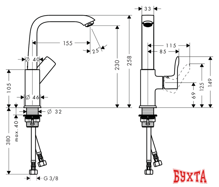 Смеситель Hansgrohe Metris 230 31187000 2