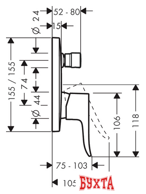 Смеситель без скрытого механизма Hansgrohe Metris 31451000 2