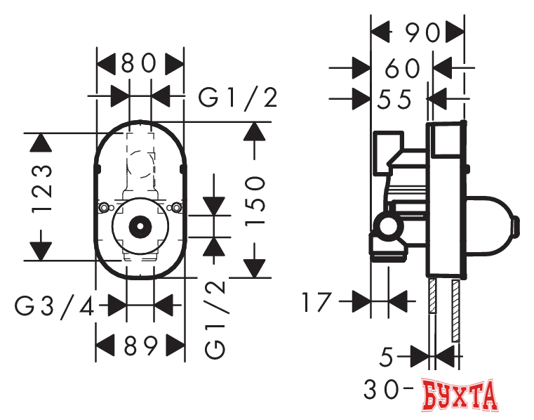 Скрытый механизм Hansgrohe Focus E [31741180] 2