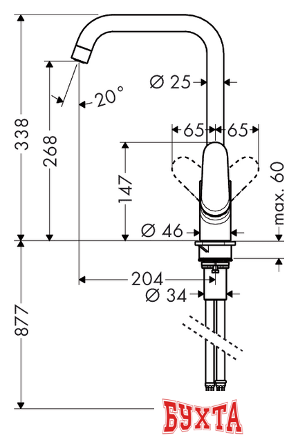 Смеситель Hansgrohe Focus M41 31820670 (черный матовый) 2