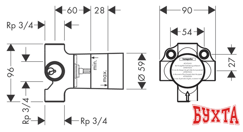 Скрытый механизм Hansgrohe Quattro 15930180 2