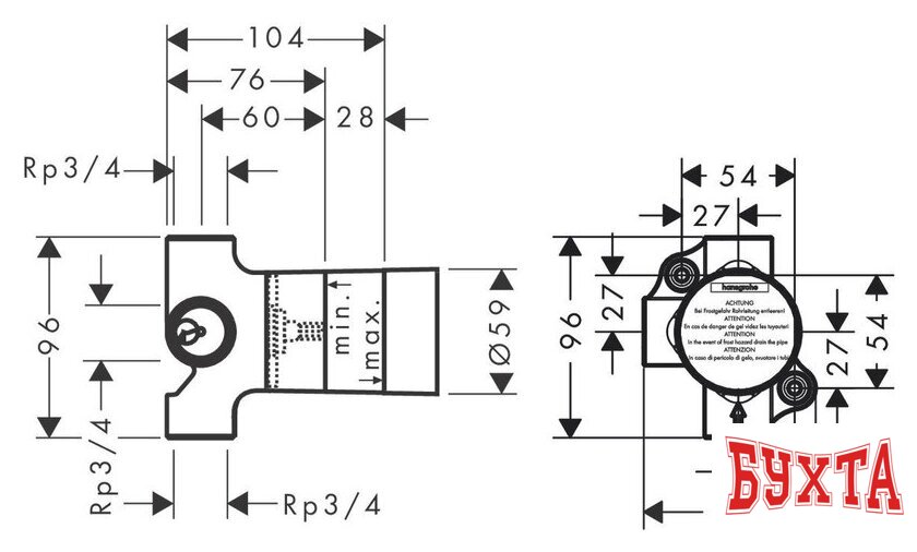 Скрытый механизм Hansgrohe Trio 15981180 2