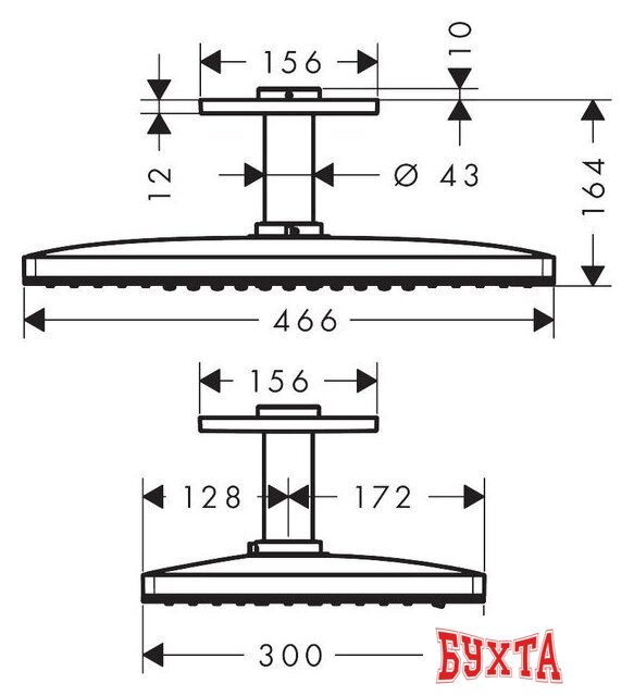 Верхний душ Hansgrohe Rainmaker Select 460 3jet 24006600 (черный/хром) 2
