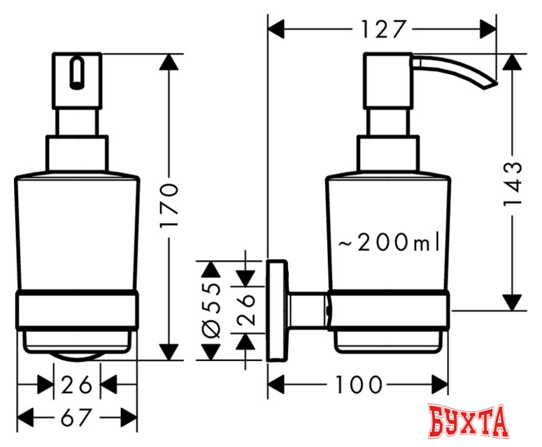 Дозатор для жидкого мыла Hansgrohe Logis Universal 41714000 2