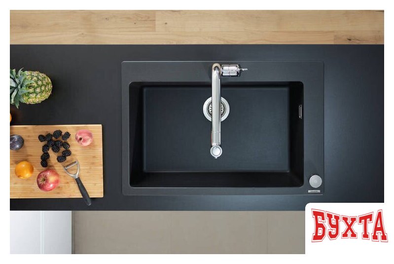 Кухонная мойка Hansgrohe S51 S510-F660 Zlewozmywak nablatowy 660 43313170 (черный графит) 2