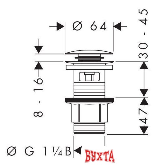 Донный клапан Hansgrohe 50105000 2